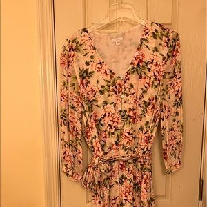 Floral dress with handkerchief hemline